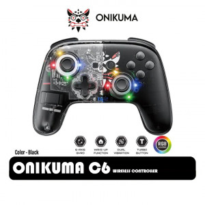 ONIKUMA C6 Wireless Controller Ergonomic Design Bluetooth Gamepad for Window PC and Nintendo Switch Game Controller with Vibration and Wake Up Macro Programming Handle 3 Levels of Turbo Speed Adjustable Vibration Intensity