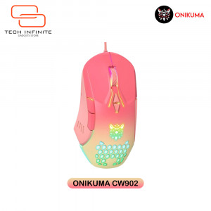 ONIKUMA CW902 Wired Gaming Mouse With Colorful Lighting Hollow Lightweight Wired with Up to 6400 DPI, RGB Lighting and Braided Cable USB Optical Computer Mice with RGB Backlit, 6 Adjustable DPI